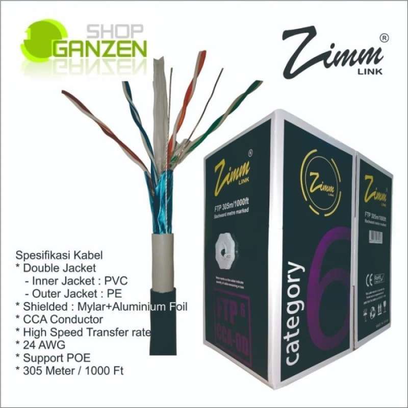 Promo KABEL FTP OUTDOOR ZIMM LINK Cat6 / STP ZIMM Link Cat6 Diskon 23% ...