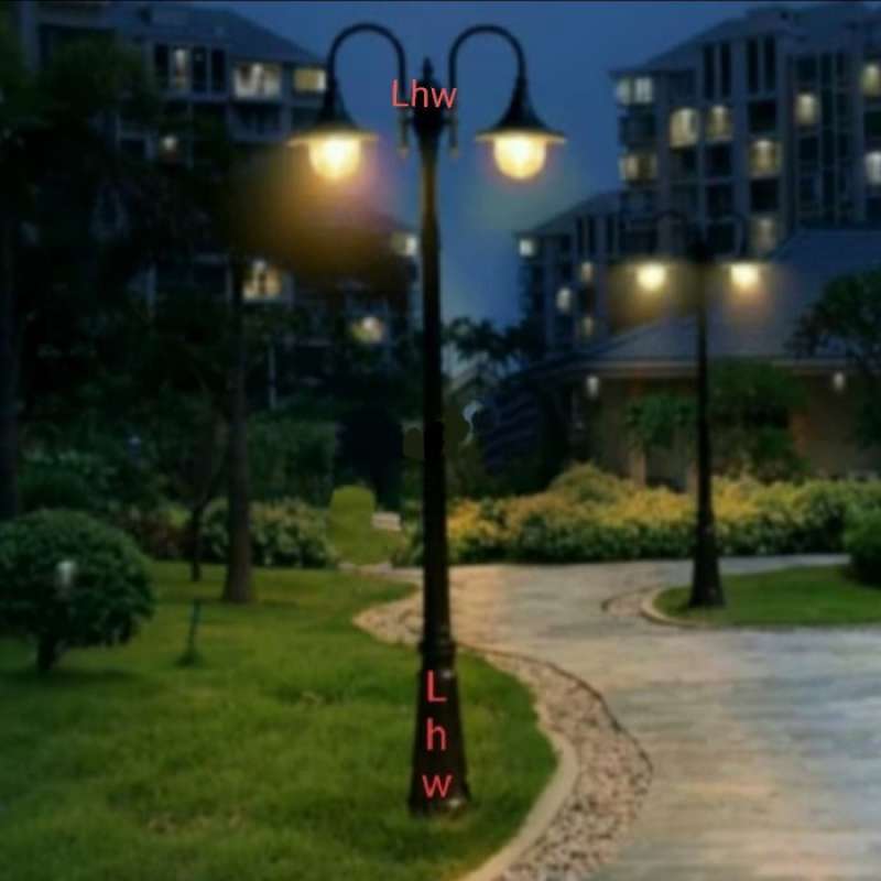 Promo LAMPU HIAS TAMAN TIANG CABANG 2 MINIMALIS DEKORASI OUTDOOR