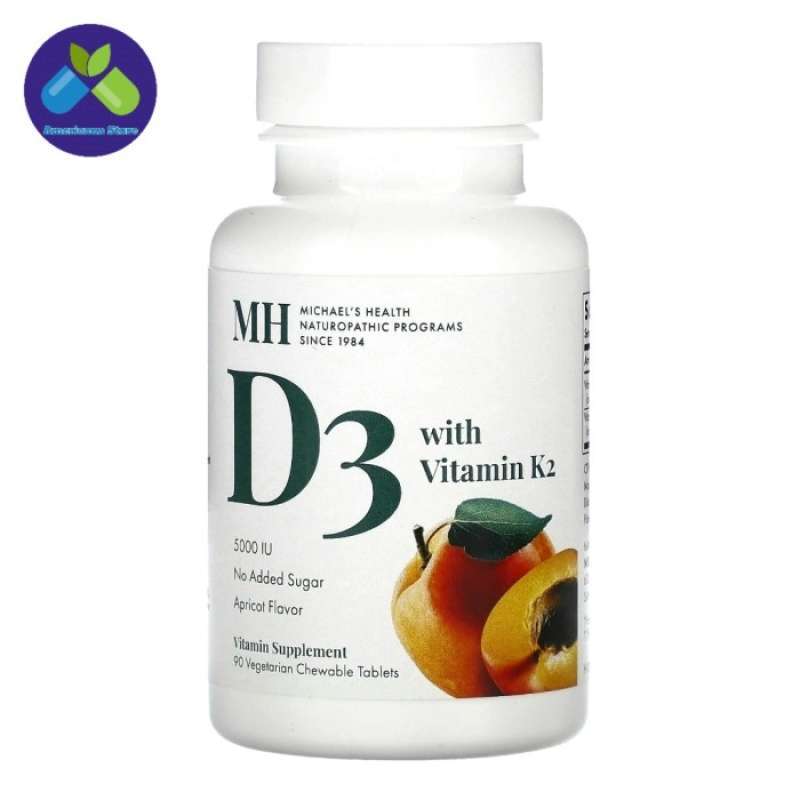 Promo Vitamin D3 with K2, 5000 IU, MNP Tablet Kunyah 90 Tablets,100% ...