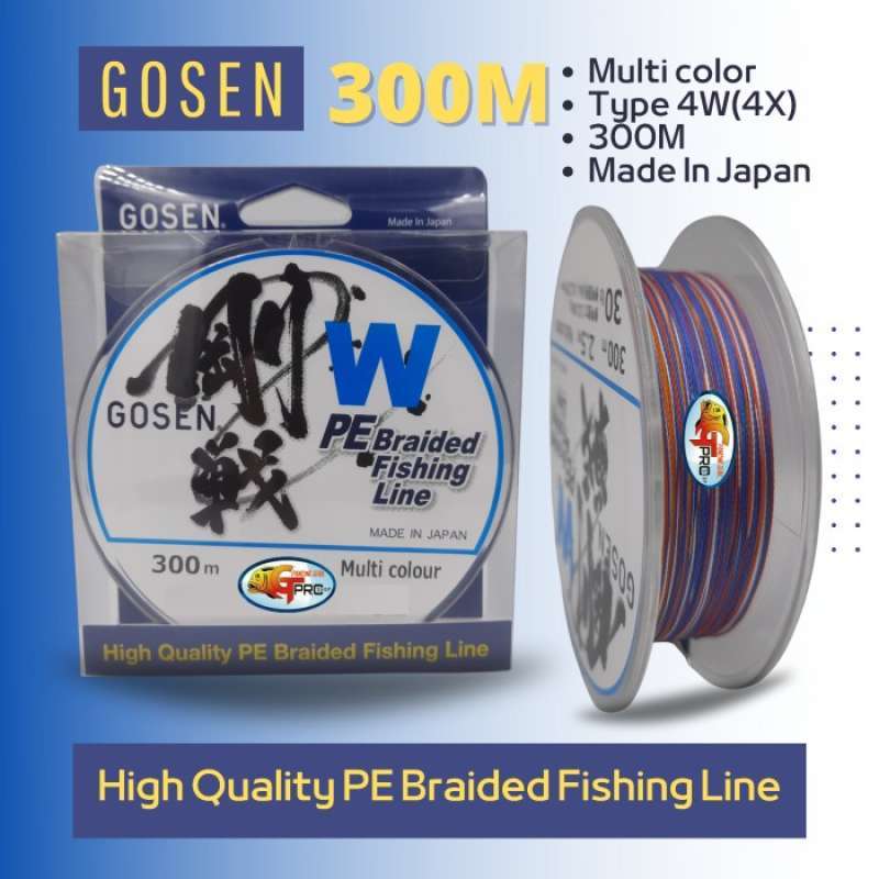 Promo Gosen W Braided Fishing Line 300m-4ply Pe#1.5#2.0#3.0#4.0