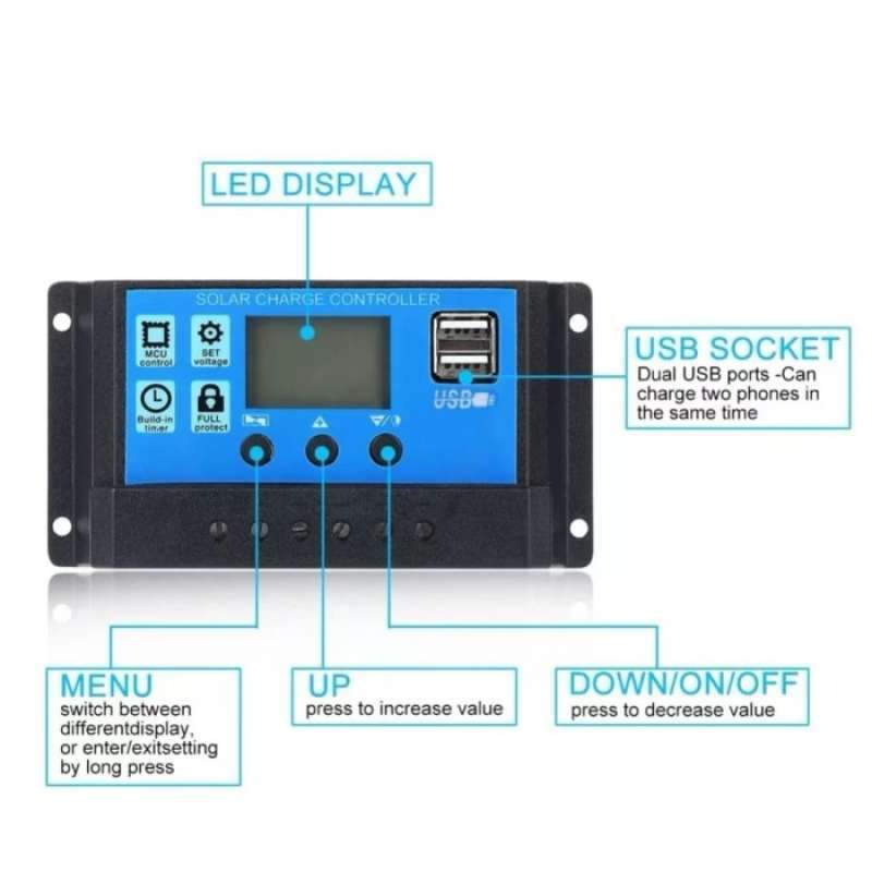 Promo Pwm 30a Solar Charge Controller Regulator Panel Battery Dual Usb ...