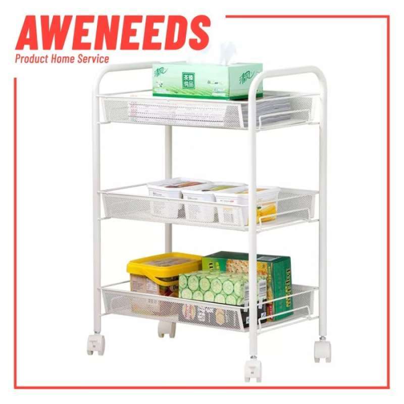 Jual Rak Dapur Roda Troli Besi Susun Tempat Bumbu Keranjang Serbaguna ...