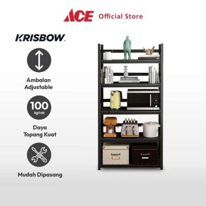 Promo New Ace - Krisbow Rak Besi 5 Tingkat Dengan Roda - Hitam Diskon 4 ...