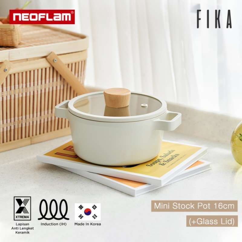 Neoflam Mini-Topf 18cm - Mit Glasdeckel & Holzknopf - Für Alle Herde