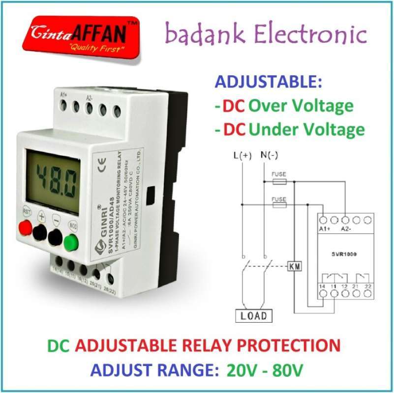 Promo DC PROTECTION RELAY 24V 36V 48V ADJUSTABLE OVER UNDER VOLTAGE