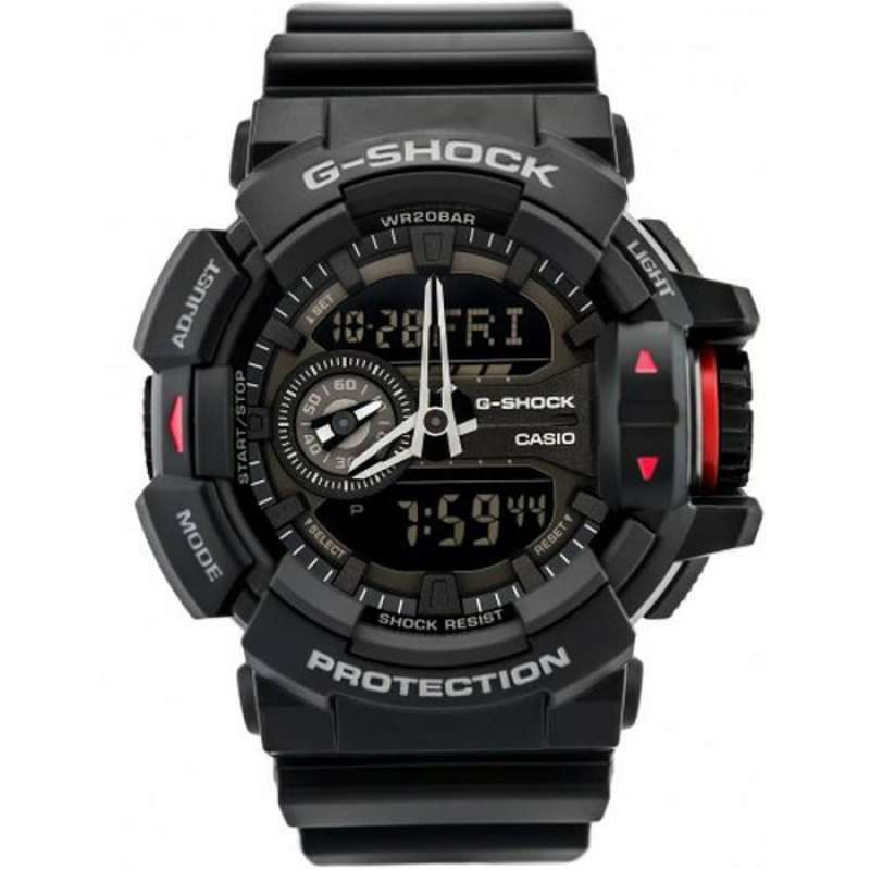 JAM TANGAN CASIO G SHOCK GA 400 1BDR PRIA DUALTIME FULL BLACK ORI