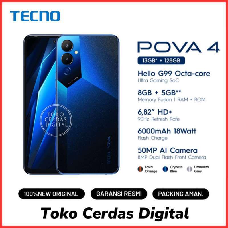 Jual TECNO POVA 4 8/128GB RAM 8GB + 5GB TOTAL 13GB INTERNAL 128GB 100% ...