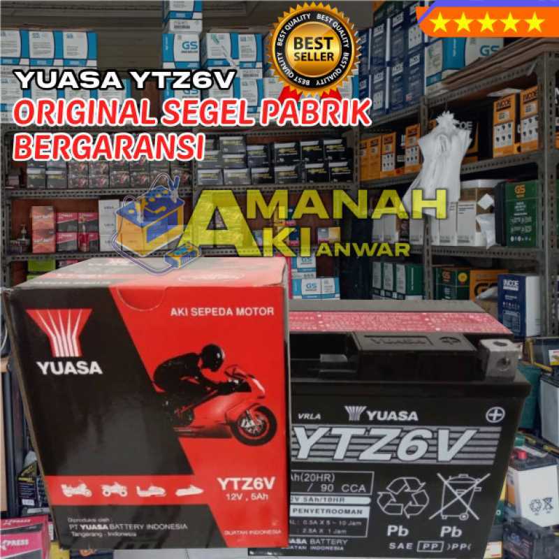 Promo AKI Kering YUASA YTZ6V - Untuk Motor HONDA: Vario 125-150, Beat
