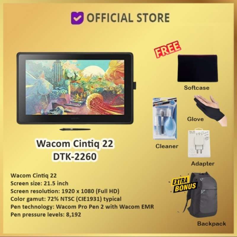 Promo Wacom Cintiq 22 DTK-2260/K0-CX Venus Creative Pen Display DTK ...