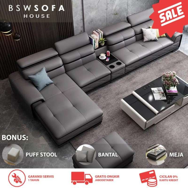 Promo Sofa L Bed Minimalis / Sofabed Ruang Tamu & Keluarga / Leter U Bsw21M Diskon 23 di Seller