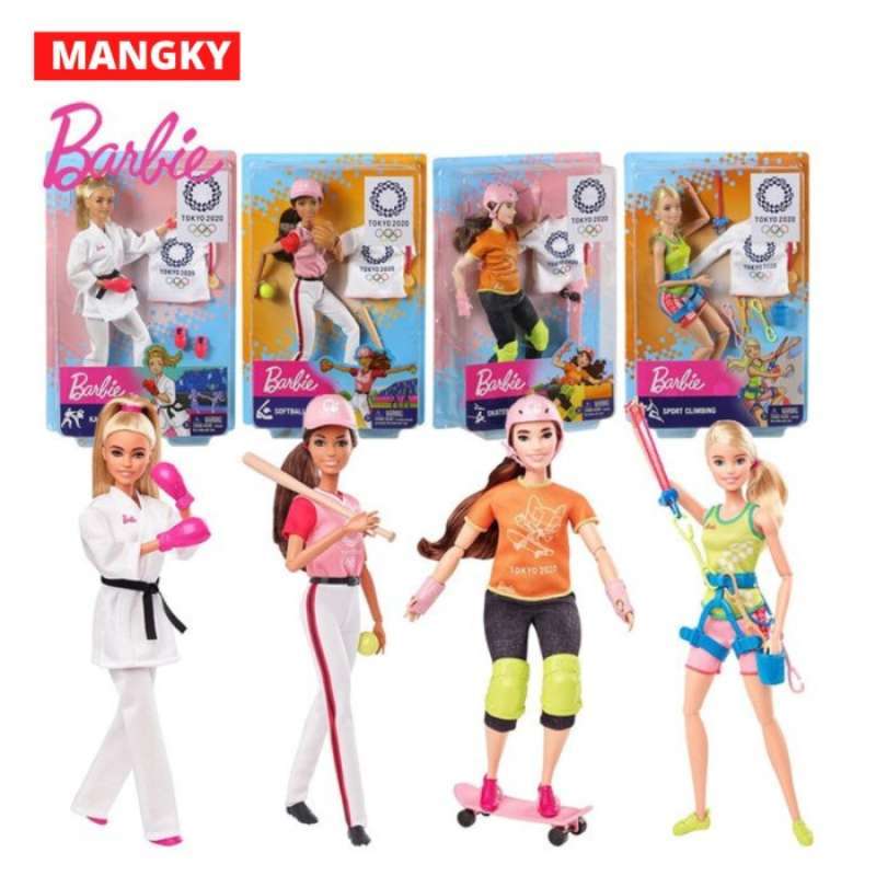 Barbie Métiers coffret poupée Gymnaste blonde en justaucorps avec poutre et accessoires, jouet pour enfant, GJM72, Multicolore