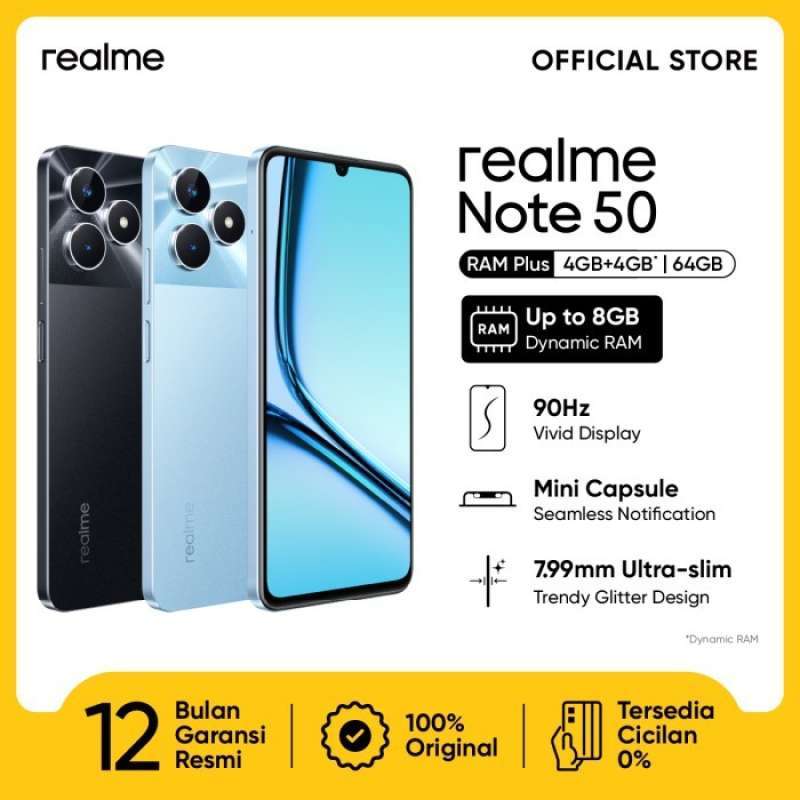 Jual Realme Note 50 4/64 & 4/128 Garansi Resmi - Biru 4/64