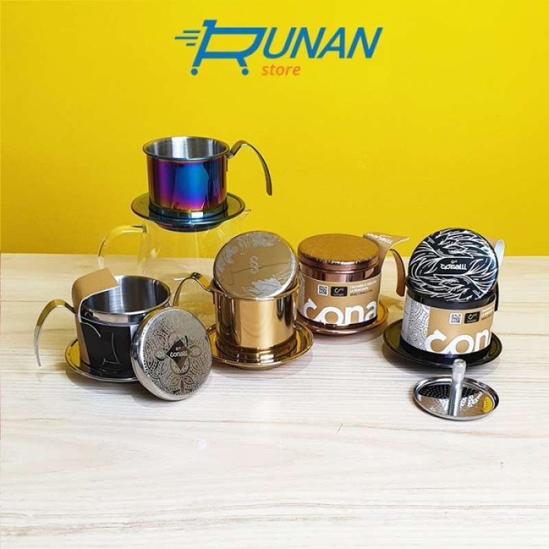 Promo Vietnam Drip Ulir Stainless 200 Ml Conalli Coffee Dripper Black