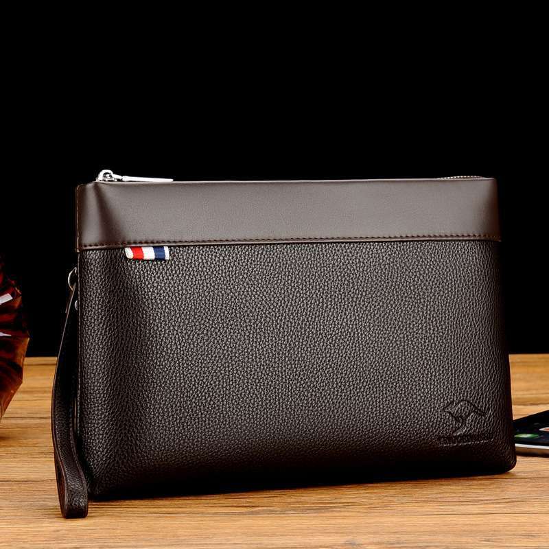 Luxury Mens Clutch Wallet Genuine PU Leather Luxurious Men's Long Clutch Zipper Wallets With Hand  Strap