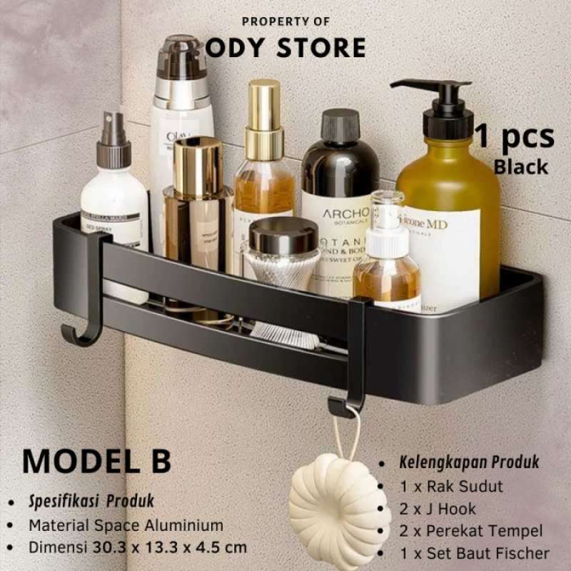 Promo RAK SUDUT KAMAR MANDI ALMUNIUM TEMPEL DINDING SUDUT TOILET RAK