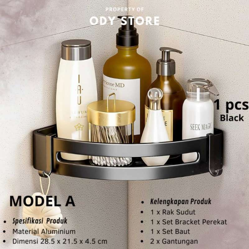 Promo RAK SUDUT KAMAR MANDI ALMUNIUM TEMPEL DINDING SUDUT TOILET RAK