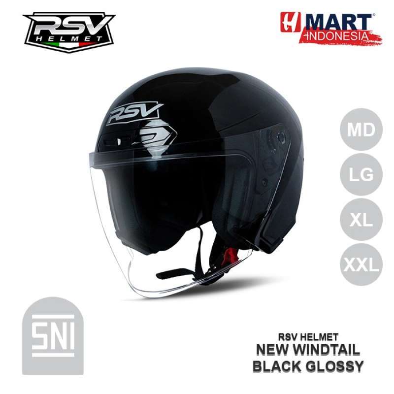 Promo Terbaik Rsv Helmet Newdtail Black Glossy Helm Motor Half Face