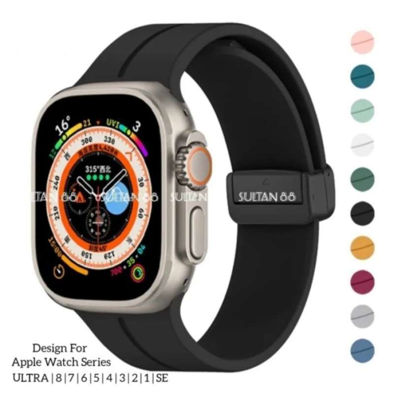 Strap apple watch ultra 49mm magnetic band tali jam iwatch 9 8 7 6 SE Red Size 45 44 42mm