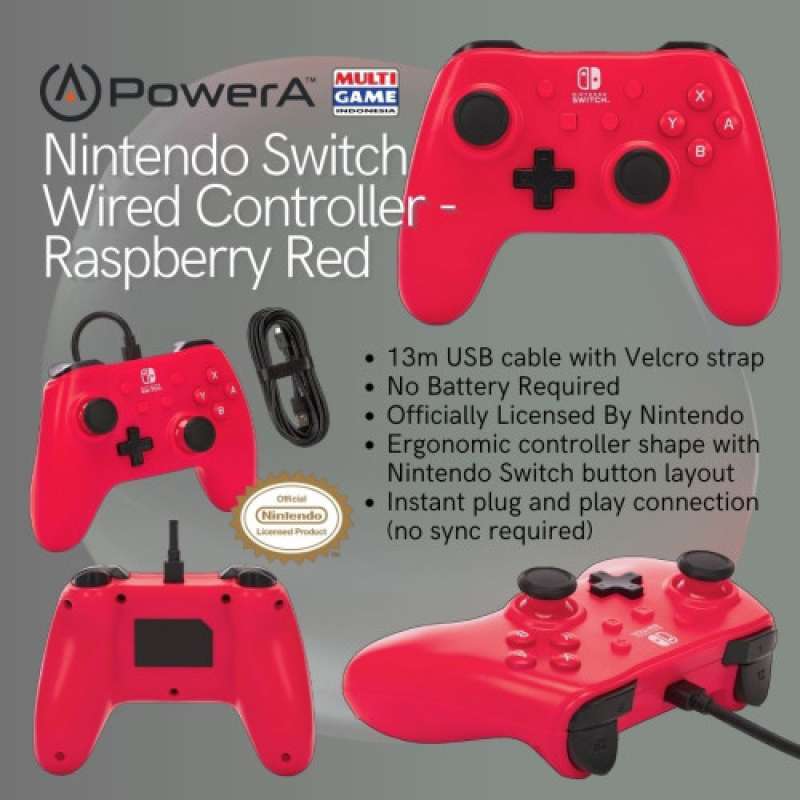 Jual Switch Wired Controller Raspberry Red (powera) 17885-04871