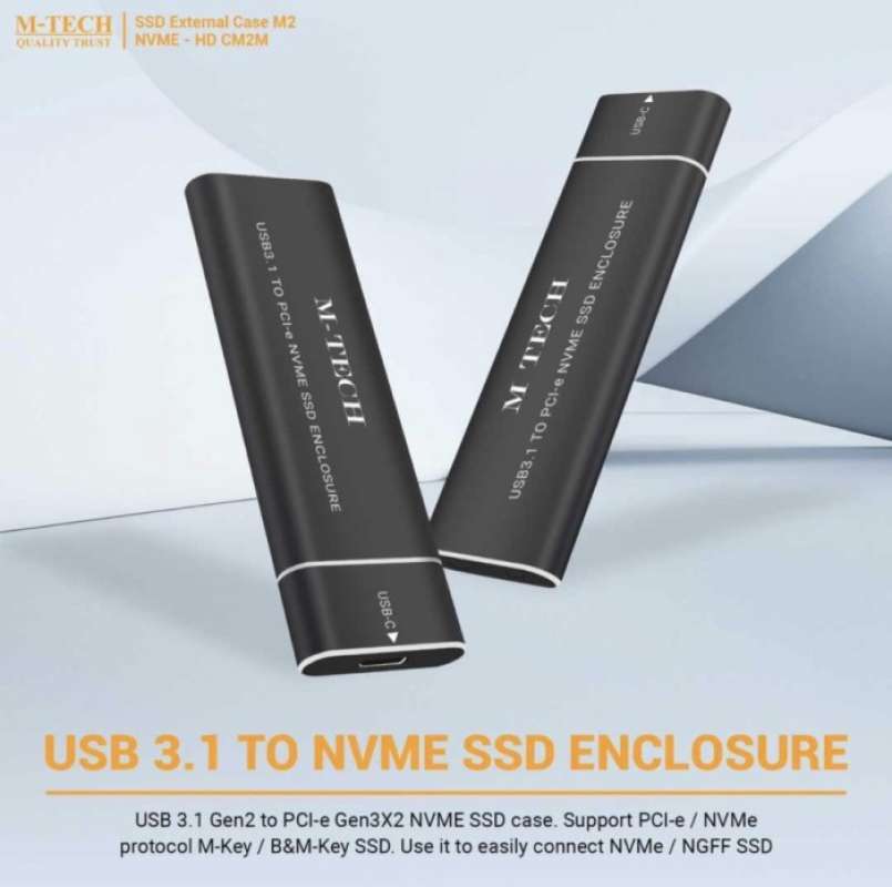 Promo Case Ssd Enclosure Casing Ssd M2 Nvme M-tech Usb 3.1 Diskon 23% ...