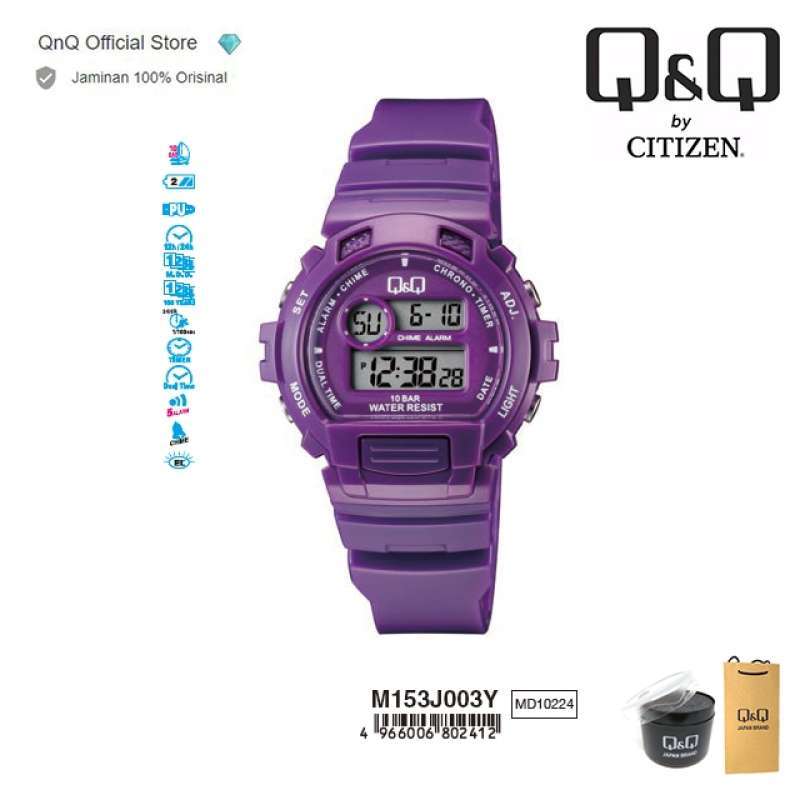 Q Q QnQ QQ Original Jam Tangan Wanita Digital Sport M153 M153J Water Resist 10 BAR