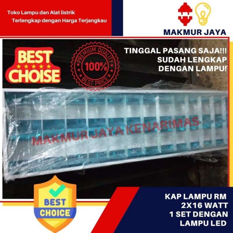 Promo Kap Rm Tl T8 + Set Led 16 Watt Philips 2x16 / Kap Lampu Rm 2x36 ...