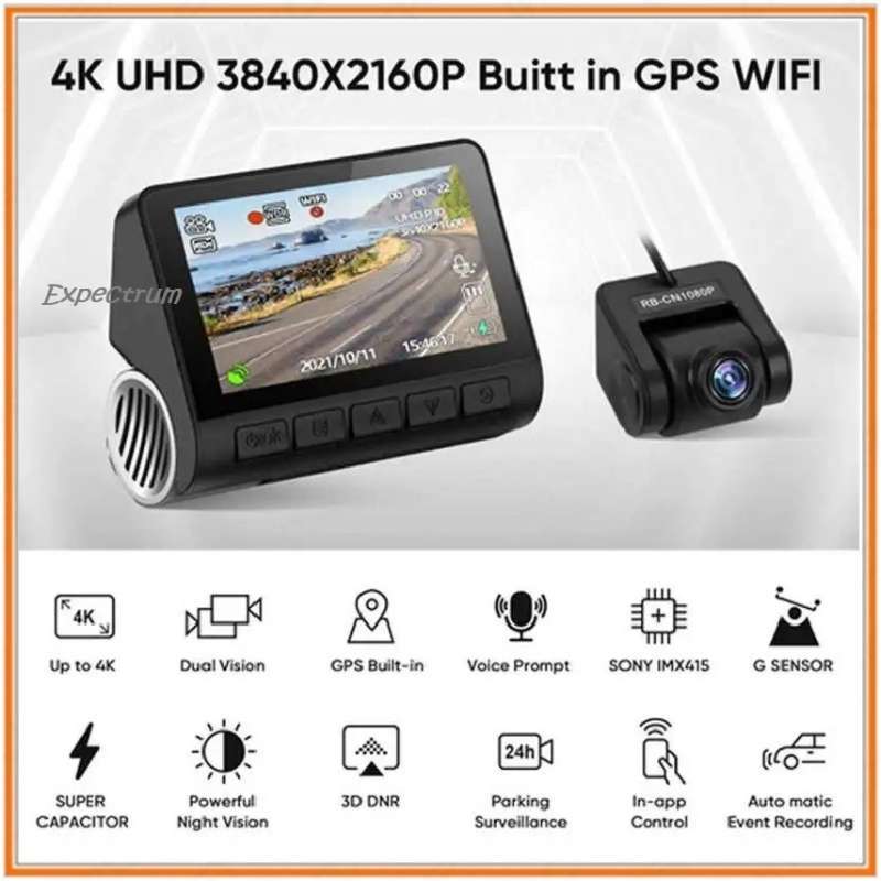 Jual Car Dvr 4k Uhd 3840x2160p 170° Recorder Gps Wi-fi 24h Parking ...