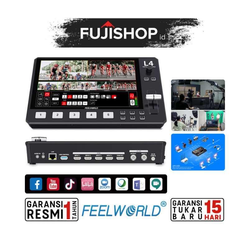 Feelworld L4 HDMI Multi Camera Video Mixer Switcher Inch Touchscreen
