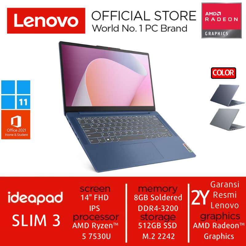 Jual Lenovo Ip3 Slim 3 05id R5 7530u/8gb/512gb Ssd/14 Fhd Ips/w11+ohs ...