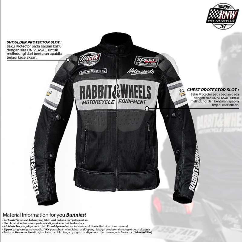 Jual Jaket Motor - Rabbit And Wheels New Combo Black Original Di Seller ...