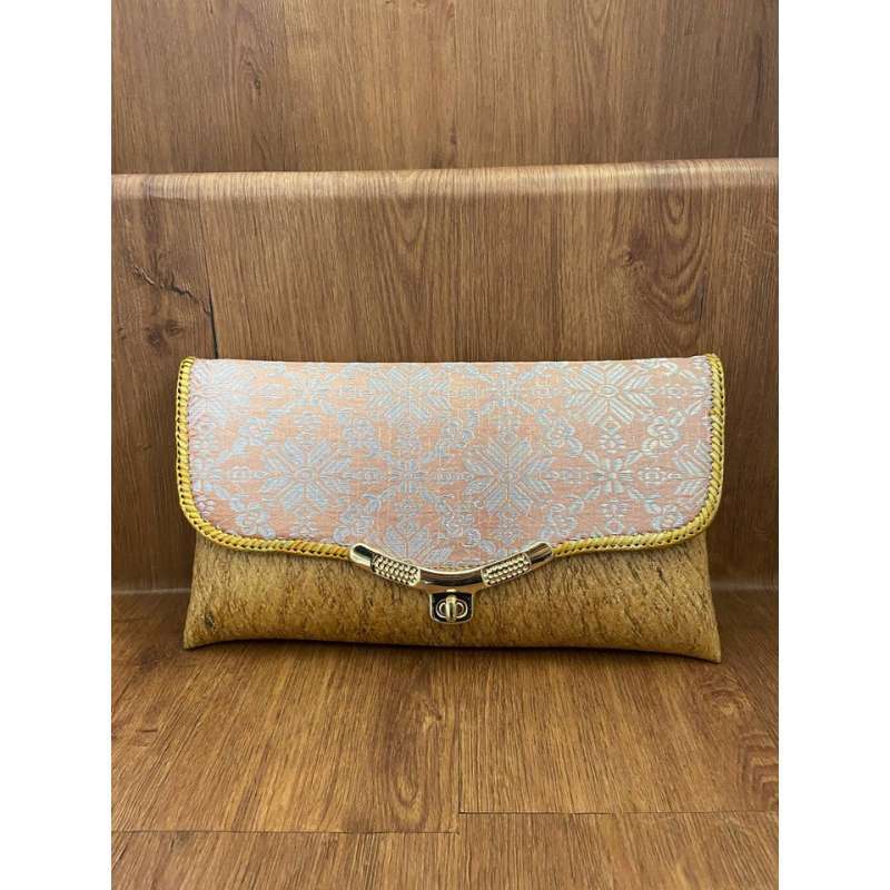 Songket PaSH Clutch Dompet Songket Tetsu Kombinasi Kulit Kayu Waru  Berbagai Warna Motif Salem