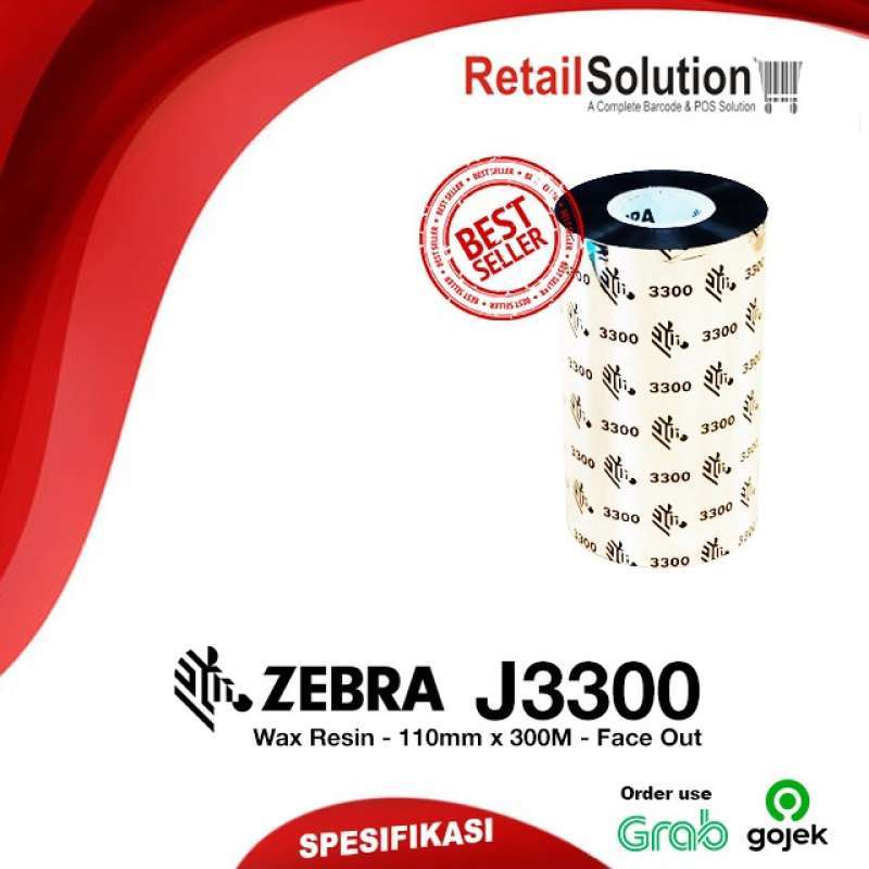 Promo Ribbon Zebra Z3300 Wax Resin 110mm X 300m Diskon 33% Di Seller ...