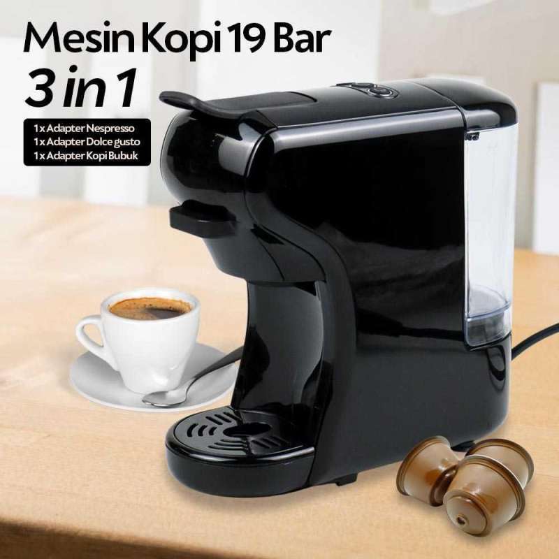 Mesin Kopi Espresso 3 in 1 Coffee Maker 19 Bar 1450W 600ml ST 504 Mesin Kopi Ekspreso Kapsul Low Rumahan Espreso Otomatis Murah Touchscreen Otten R IH