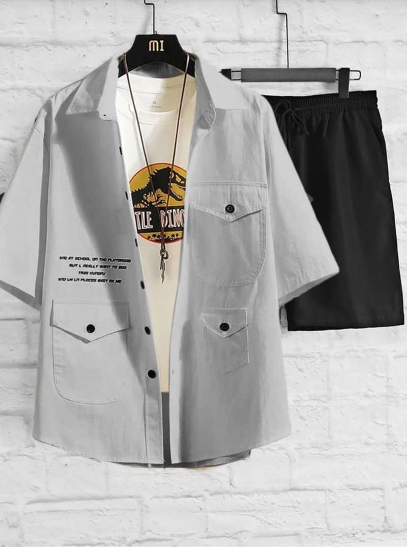 Promo Zeka -setelan Kemeja Atasan Casual Pria Satu Set Kemeja Figo