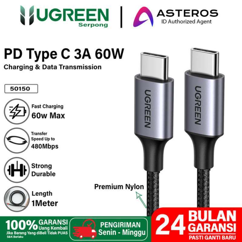 Jual Ugreen Kabel Data Type C To Type C 60w Fast Charging Pd 2.0 3a ...
