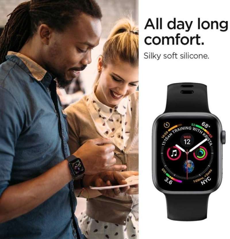 Spigen Apple Watch 49mm / 46mm / 45mm / 44mm / 42mm (Series 3 / 2 / 1) Strap Watch Silicone Fit - Black 062MP25400