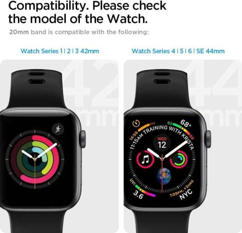 Spigen Apple Watch 49mm / 46mm / 45mm / 44mm / 42mm (Series 3 / 2 / 1) Strap Watch Silicone Fit - Black 062MP25400