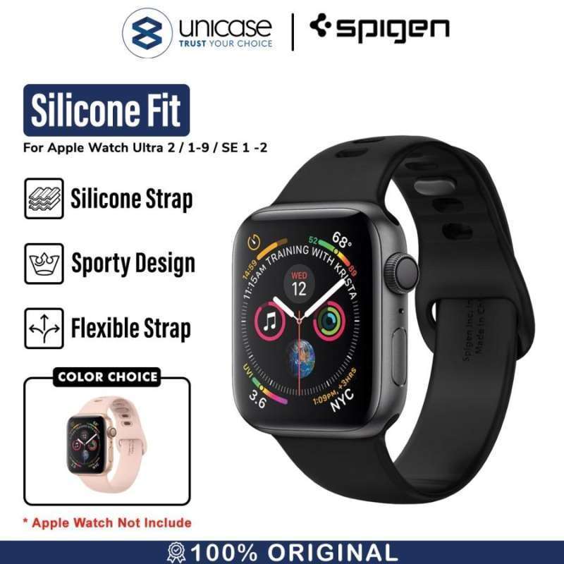 Spigen Apple Watch 49mm / 46mm / 45mm / 44mm / 42mm (Series 3 / 2 / 1) Strap Watch Silicone Fit - Black 062MP25400