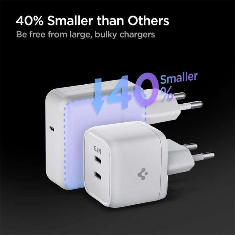 Wall Charger Adaptor Spigen 30W USB C Dual Port PD QC Fast Charging