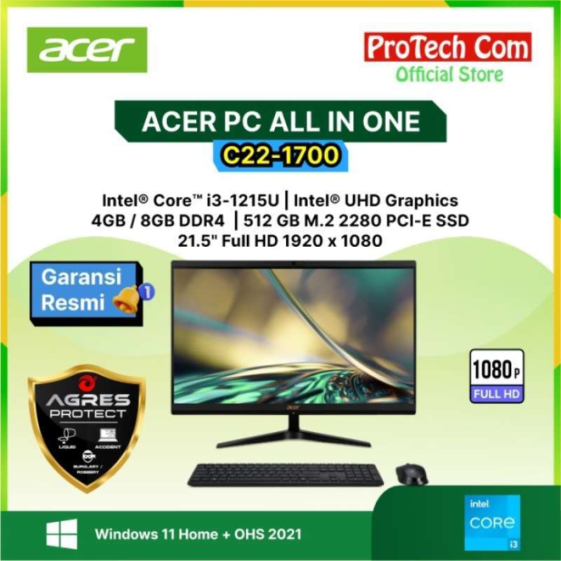 PC Fixe tout en un acer C22-720 - SSD 240 Go - 8 go Ram