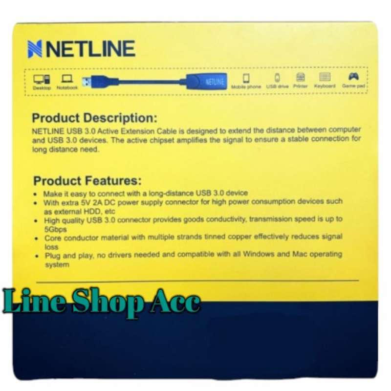 Jual Kabel Extension Active 15 Meter Usb 3.0 Netline Cable Extender ...