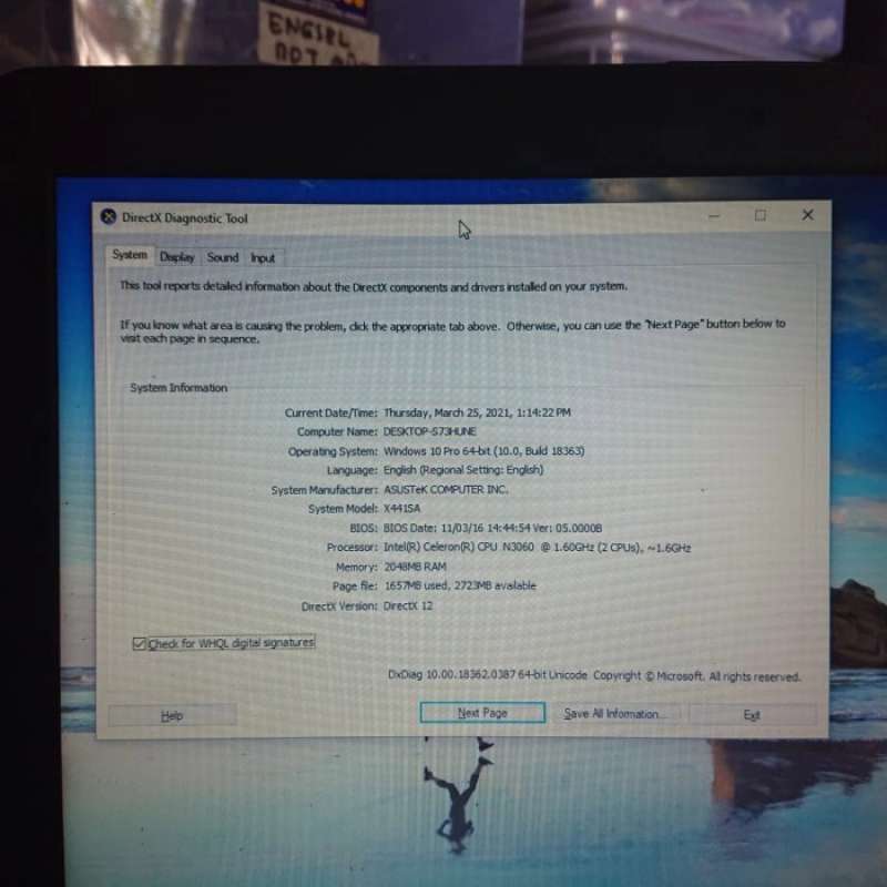 Jual Motherboard Mainboard Laptop Asus X441 X441n X441s X441s Di