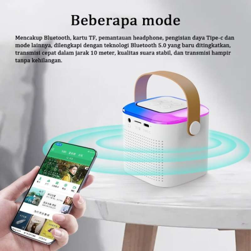 Promo Mini Karaoke Speaker Bluetooth 2 Mic 1 Set Rgb Hi-fi Sounds ...