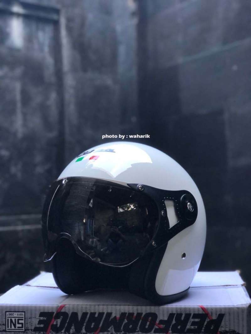 Jual Helm Vespa Italy Retro Putih Glossy + Visor Di Seller Suzuka ...