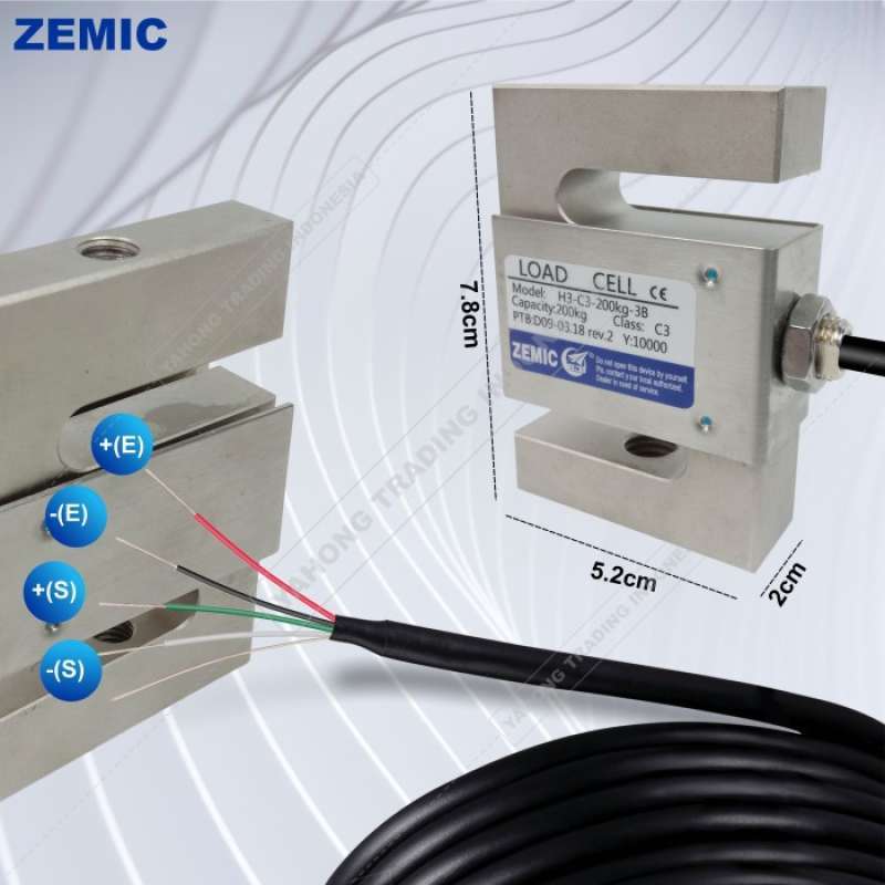 Jual Load Cell Zemic H3 C3 200kg Tipe S Loadcell Sensor Timbangan