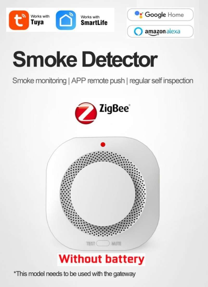 Jual Smart Smoke Detector Home Automation Tuya Zigbee 80db Alarm - 9 ...
