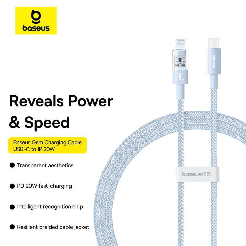Baseus Gem USB-C to Lightning 20W 1M Fast-Charging Kabel Data Cable Braided