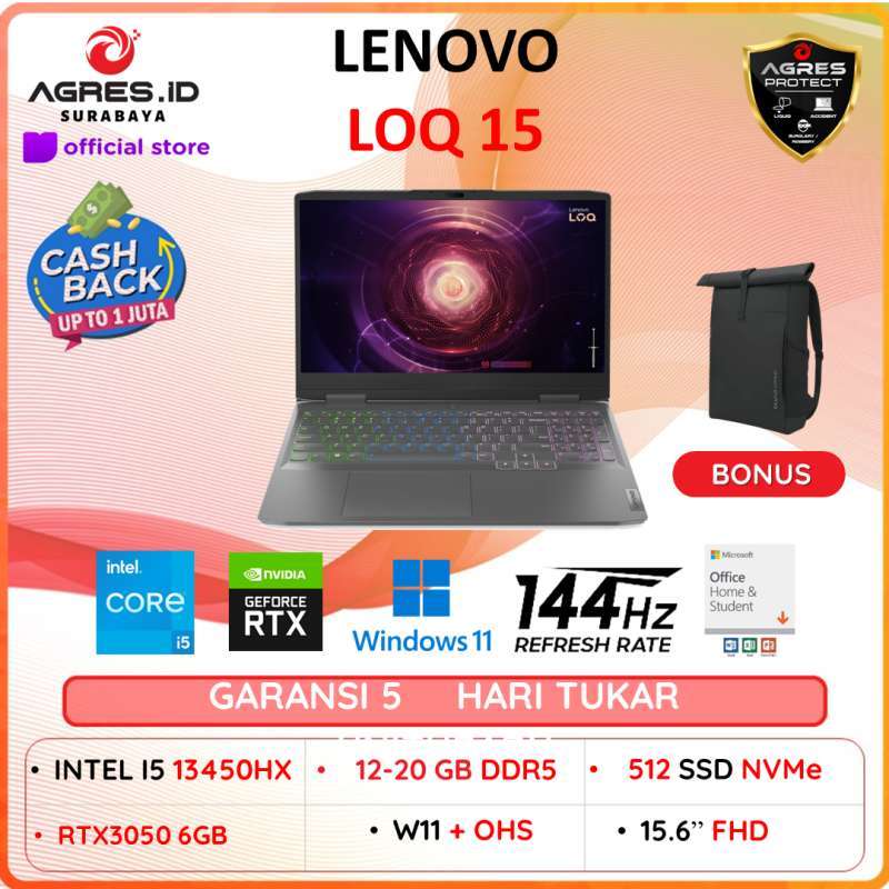 Lenovo LOQ i5-13450HX 12 GB 512 GB RTX5060 15.6" FHD 144Hz 45.599TL