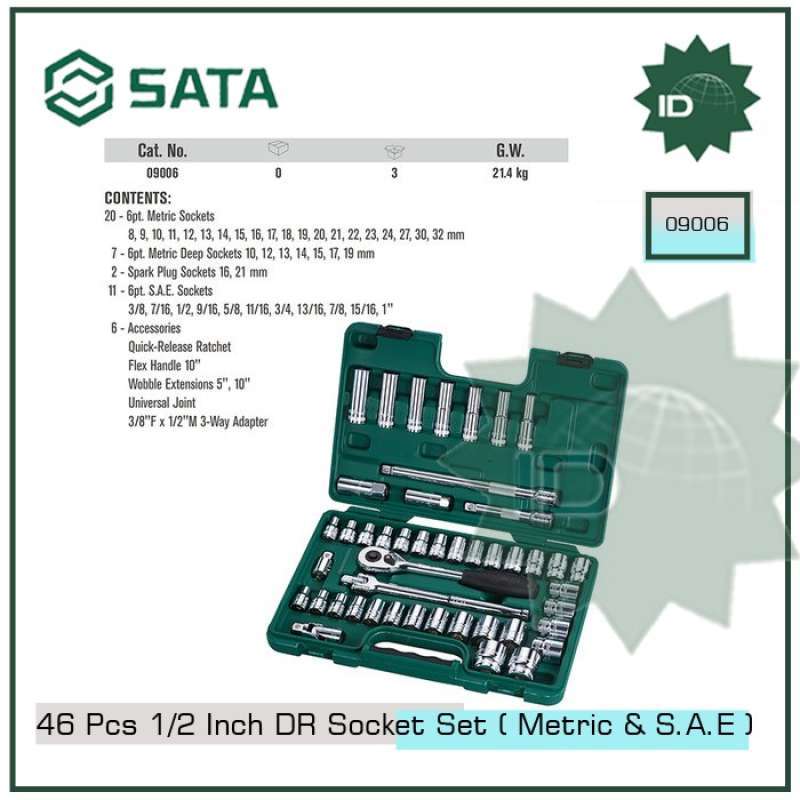 Promo Kunci Socket Set 46 Pcs 1/2 Inch (metric & Inch Sae) 09006 Sata ...