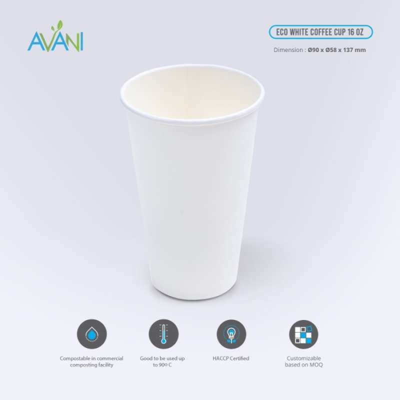 Jual Paper Cup Putih Tahan Panas, Gelas Kertas Ramah Lingkungan - 12 Oz ...